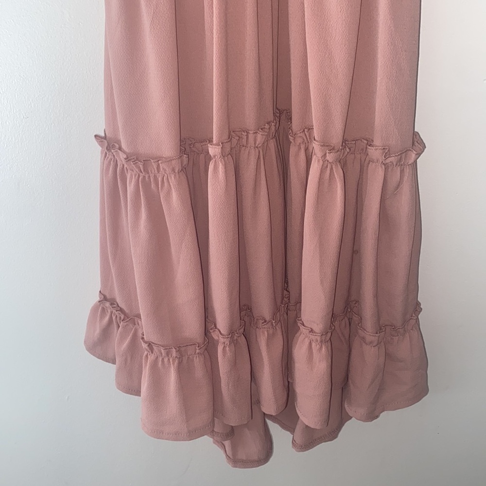 Showpo Crochet Chiffon Blush Tie Back Mini Dress - Picture 7 of 10